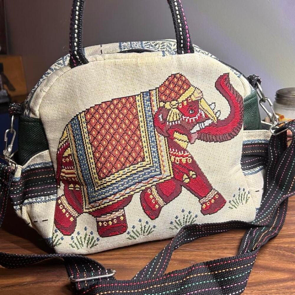 Vintage Tapestry Elephant | Boho Hippie Chic Travel Purse made in India image 3